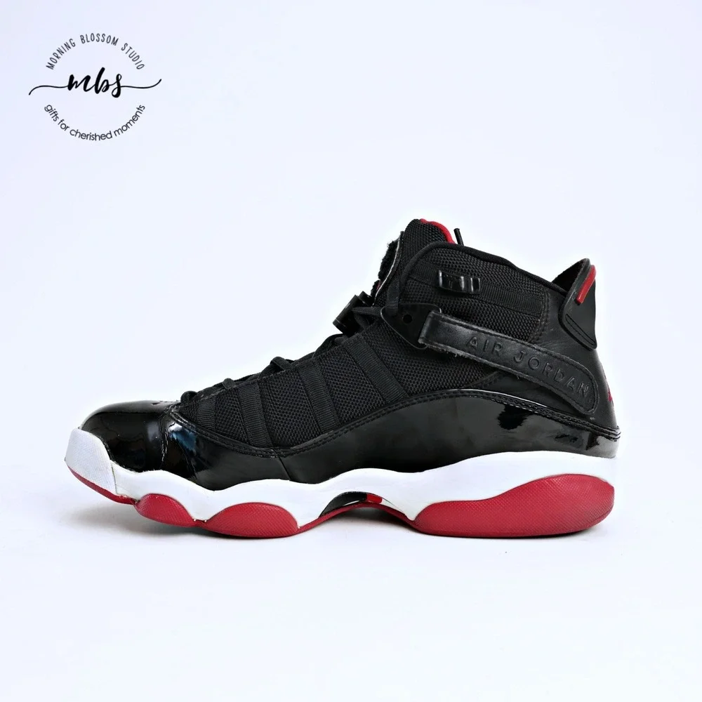 Nike Air Jordan 6 Rings Bred Hybrid Basketball Sneakers Black Red White Men 9